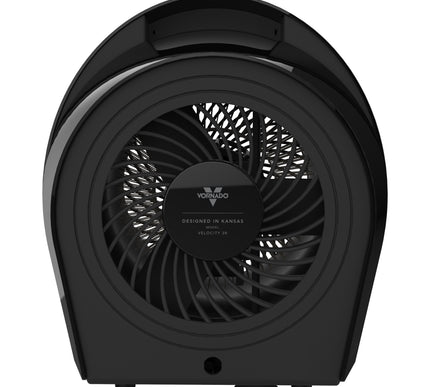 Black Vornado heater on a white background