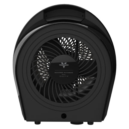 Black Vornado heater on a white background