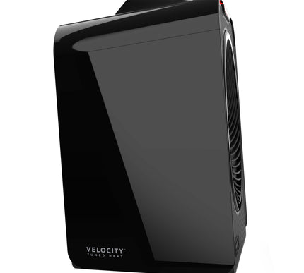 Black Velocity heater on a white background