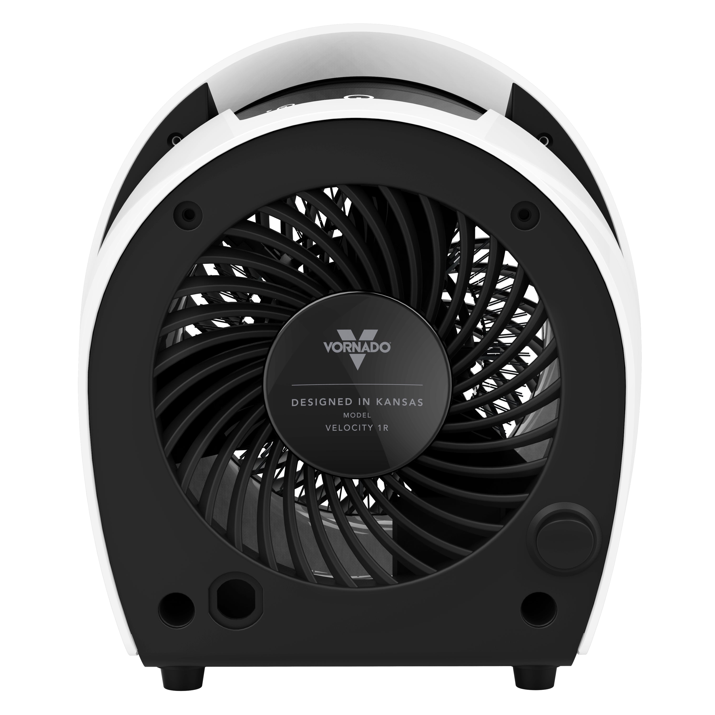 White and black Vornado heater on a white background