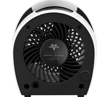 White and black Vornado heater on a white background
