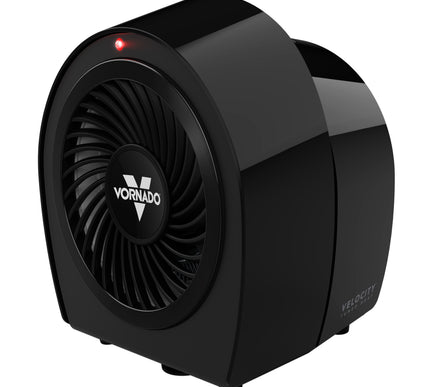 Black Vornado heater on a white background