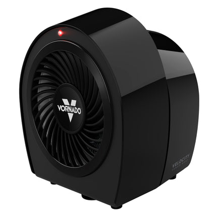 Black Vornado heater on a white background