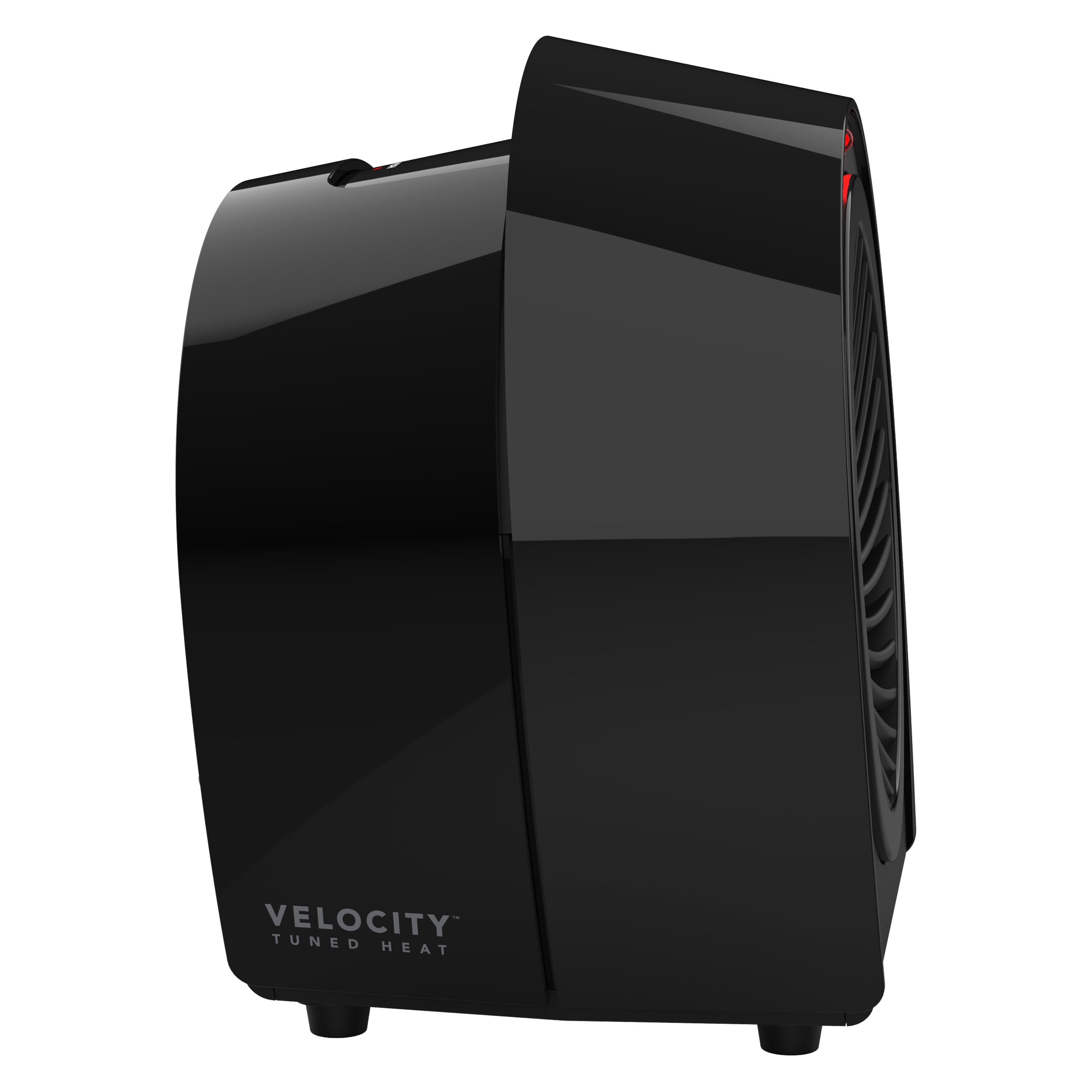 Black Velocity heater on a white background