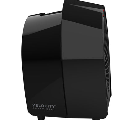 Black Velocity heater on a white background