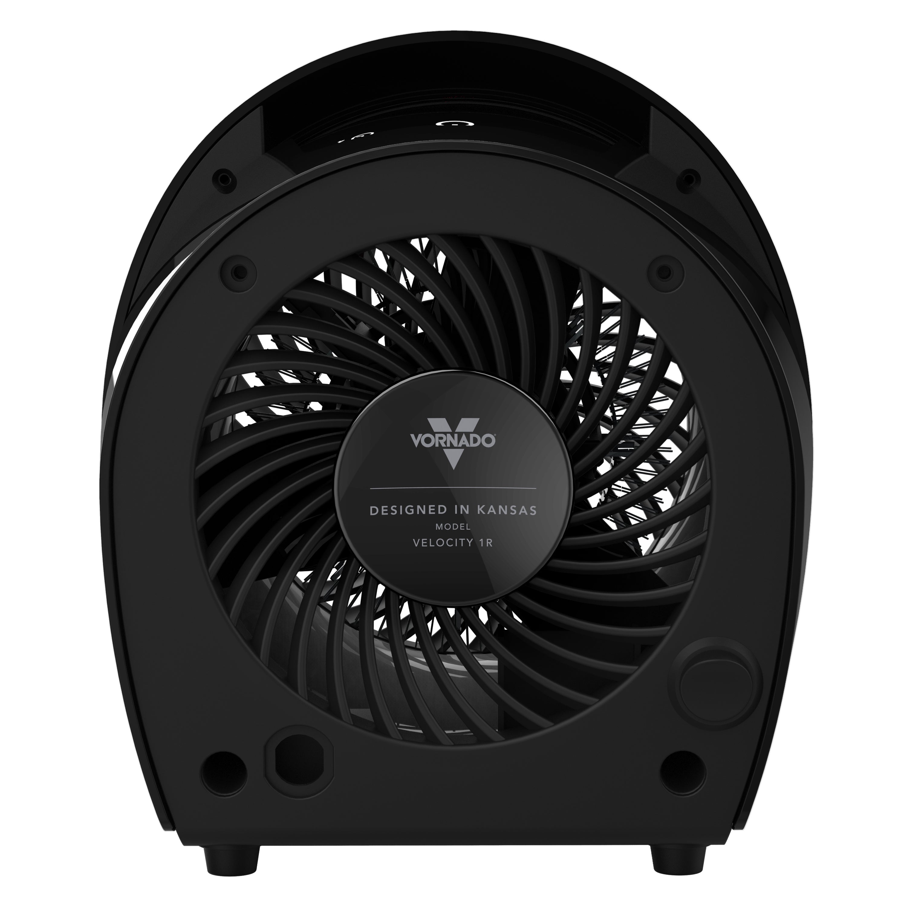Black Vornado heater on a white background