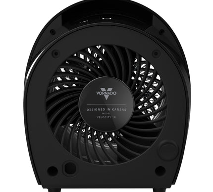 Black Vornado heater on a white background