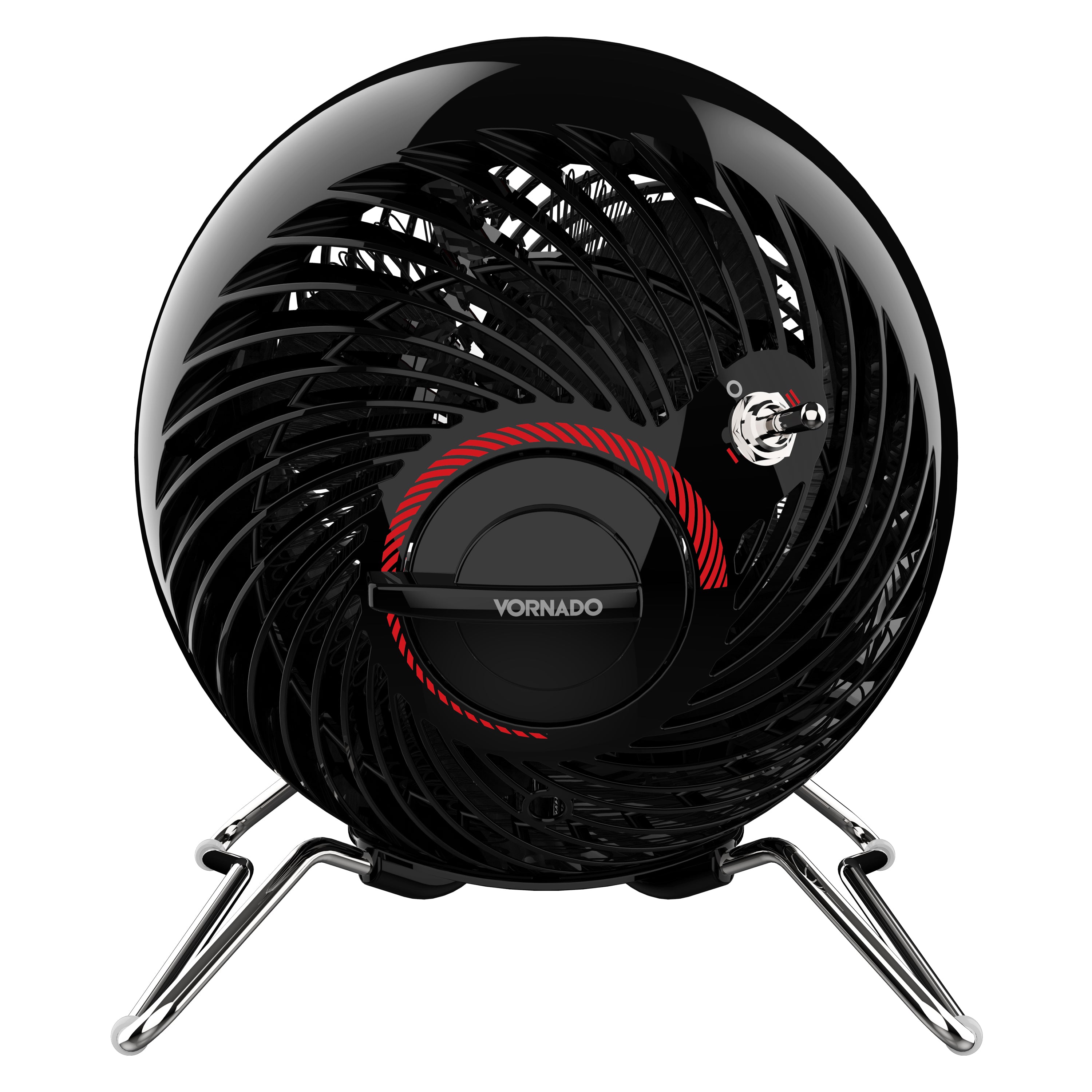 Black Vornado heater on a white background