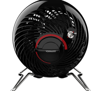 Black Vornado heater on a white background
