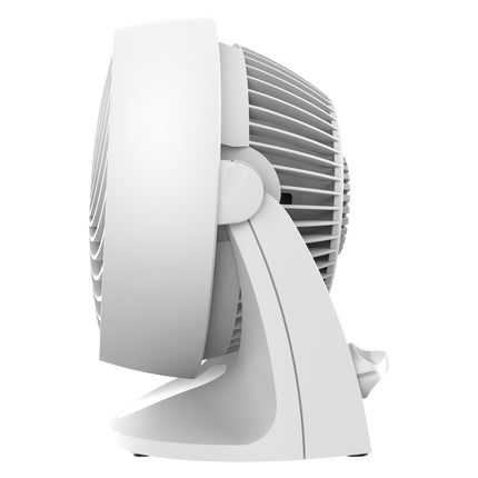 White oscillating fan on a white background
