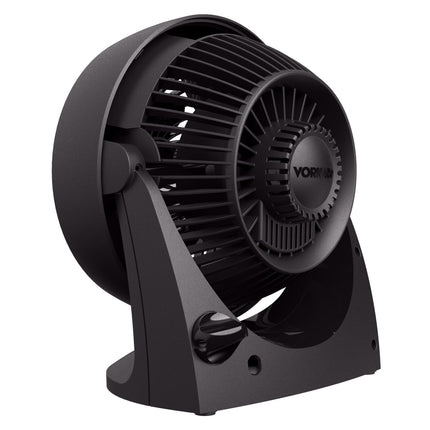Black Vornado fan on a white background