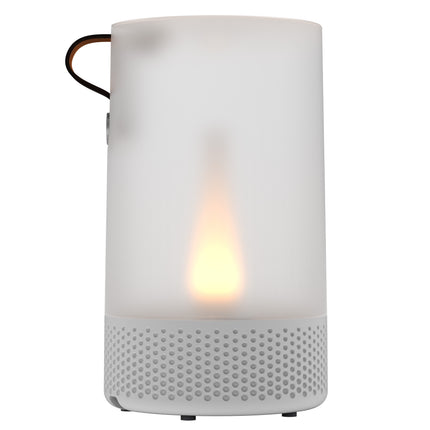 White cylindrical light with a glowing interior on a white background