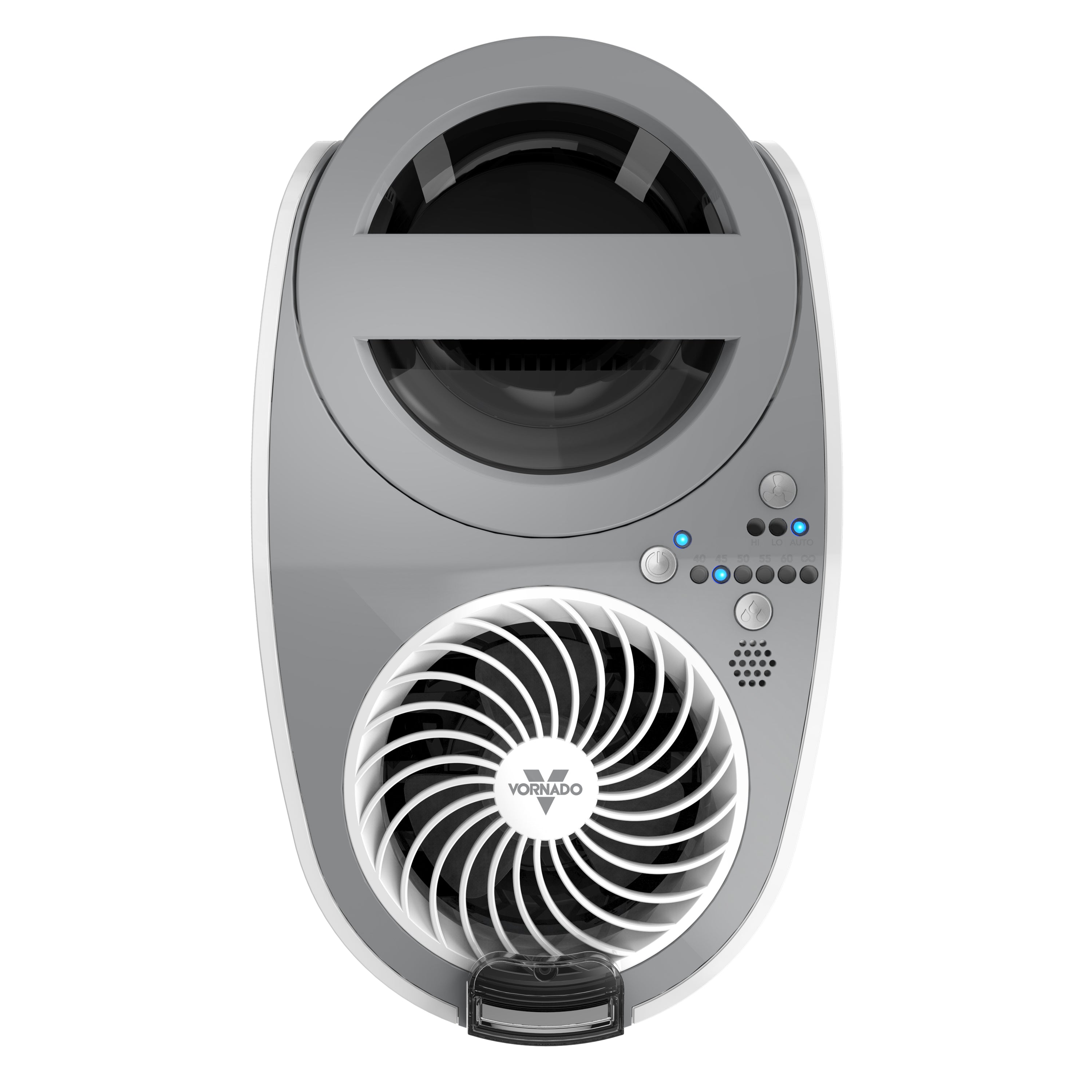 Portable fan with visible brand logo on a white background