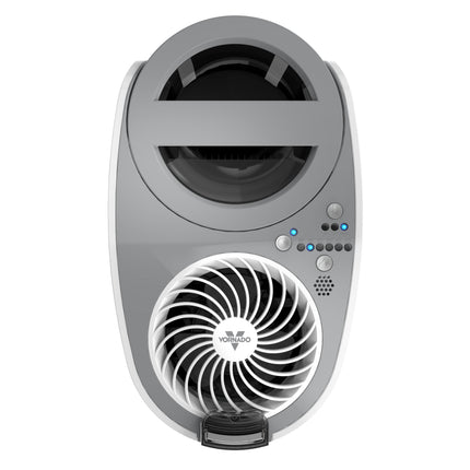 Portable fan with visible brand logo on a white background