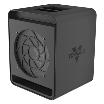 Gray Vornado space heater on a white background