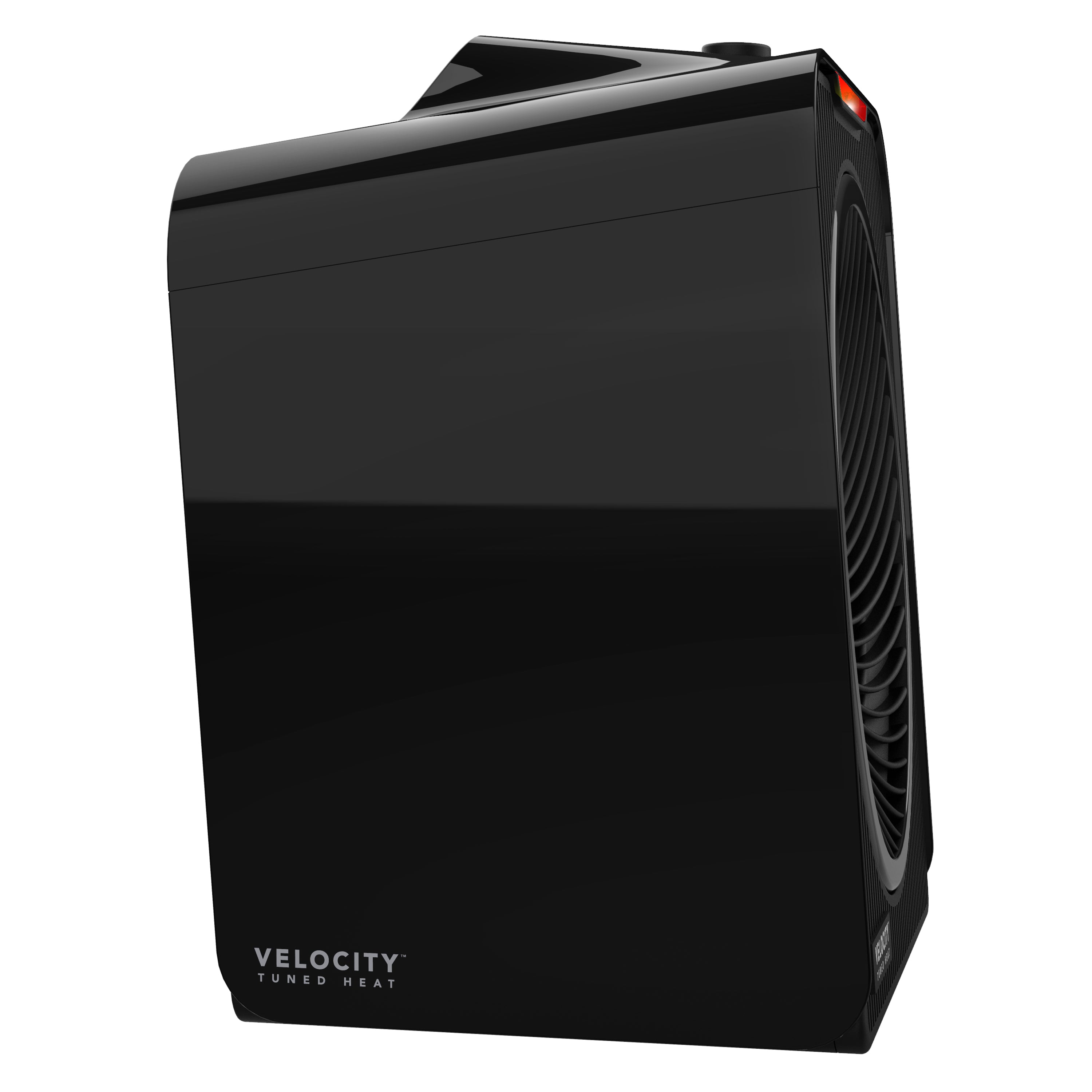 Black Velocity branded heater on a white background