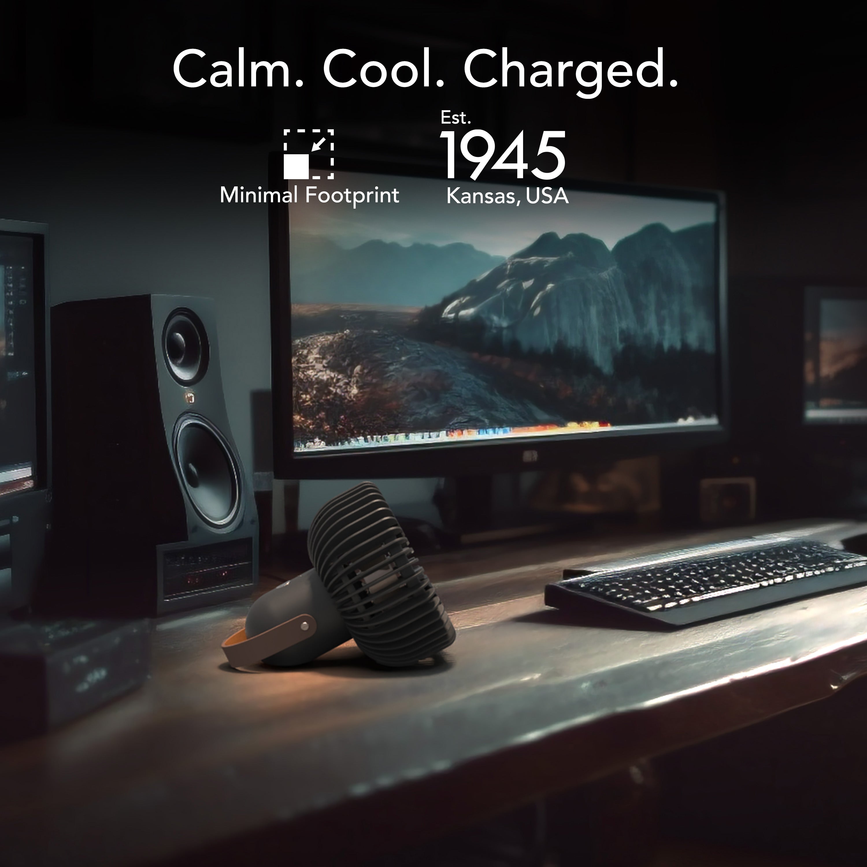 Modern office setup with computer monitors, keyboard, and mouse on a desk.