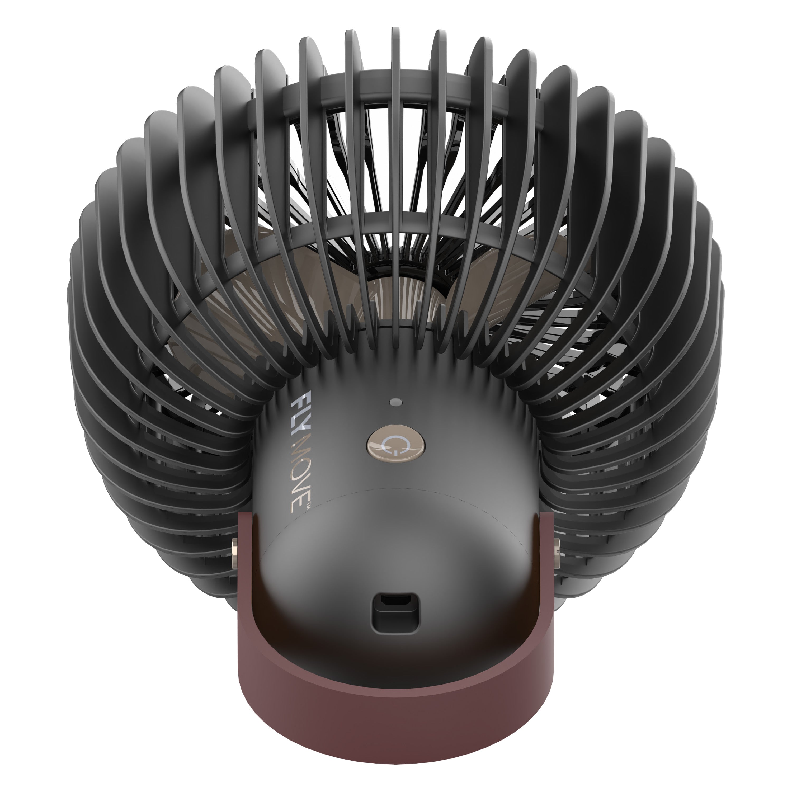 Black and brown portable fan on a white background