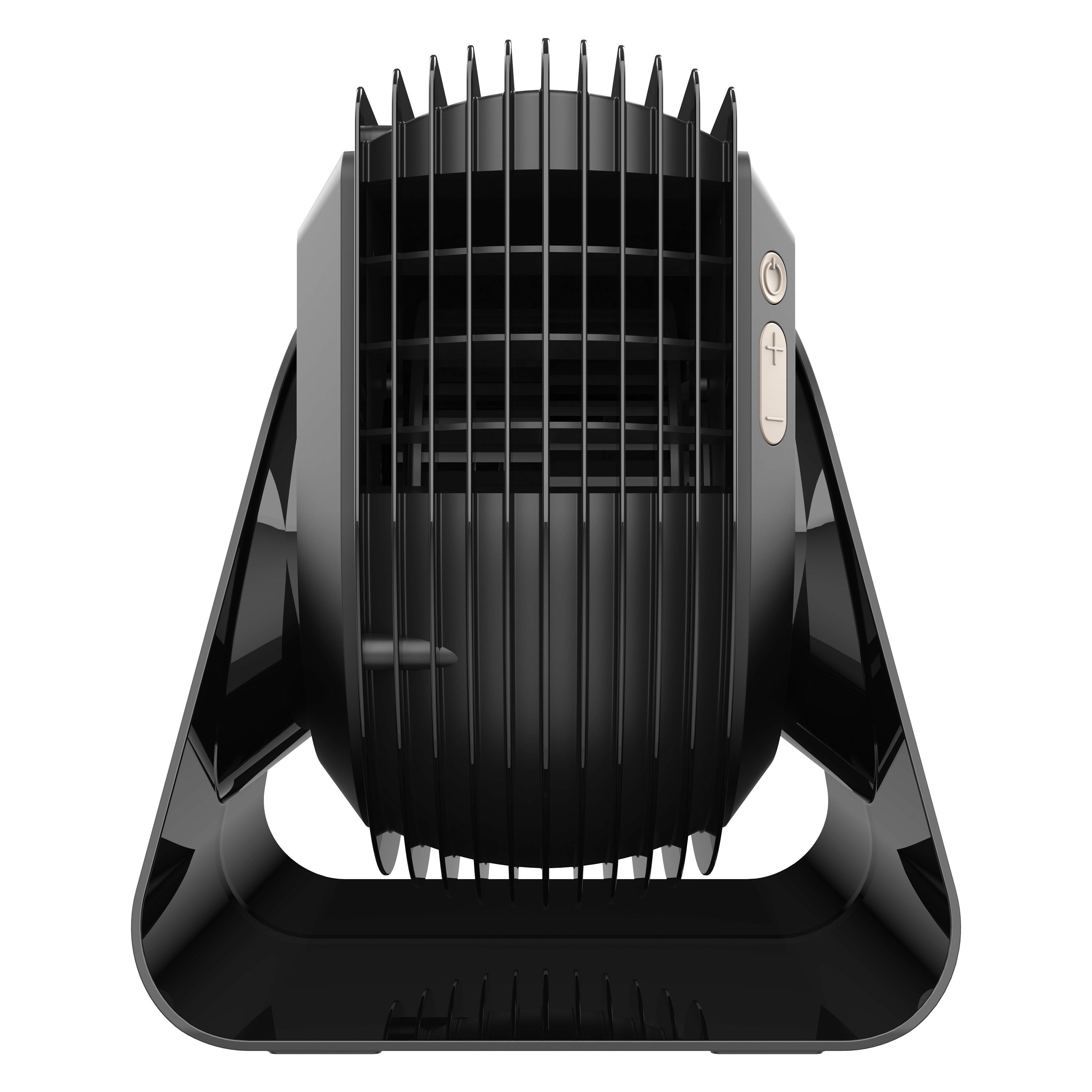 Black portable fan on a white background