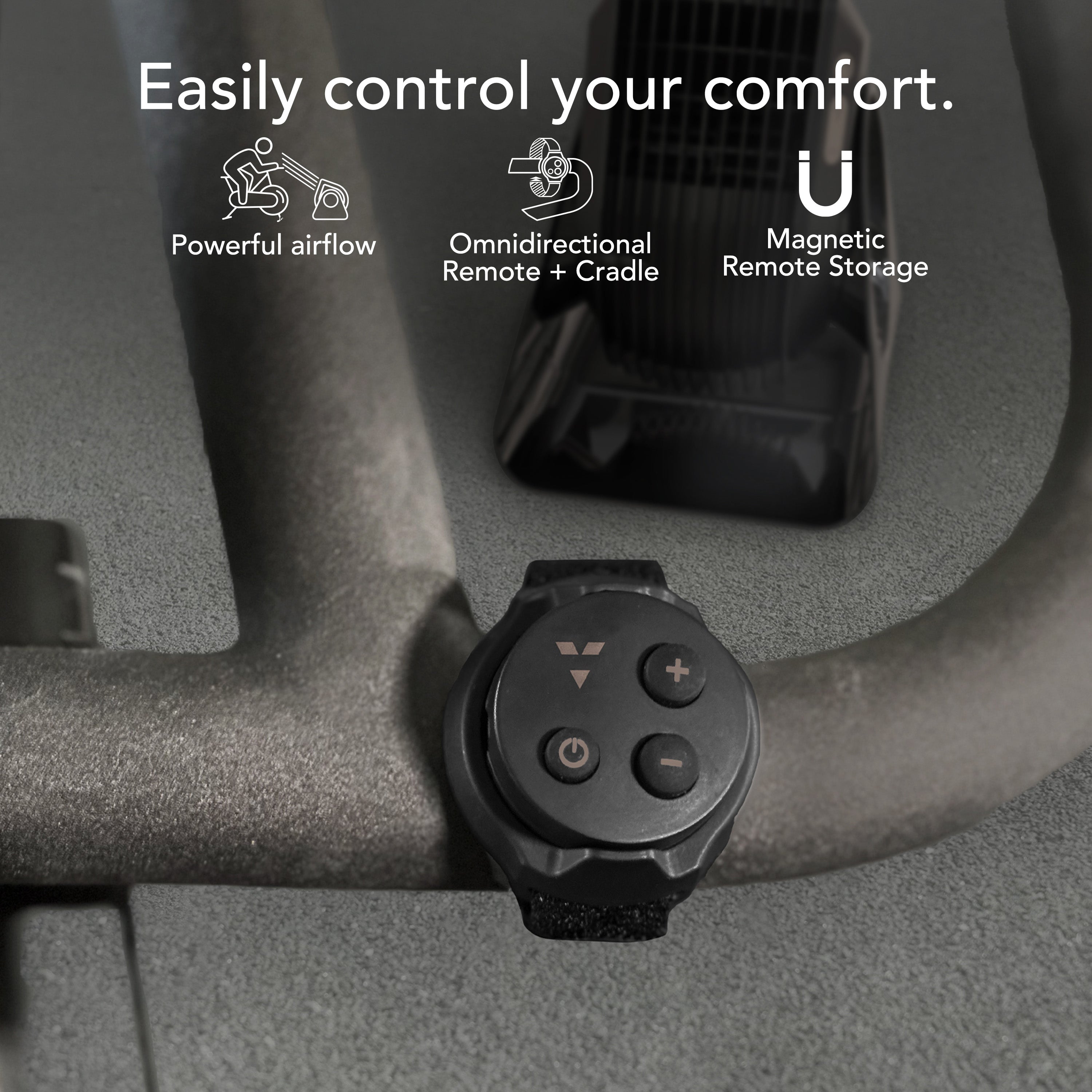 Control panel with buttons and text on a gray background
