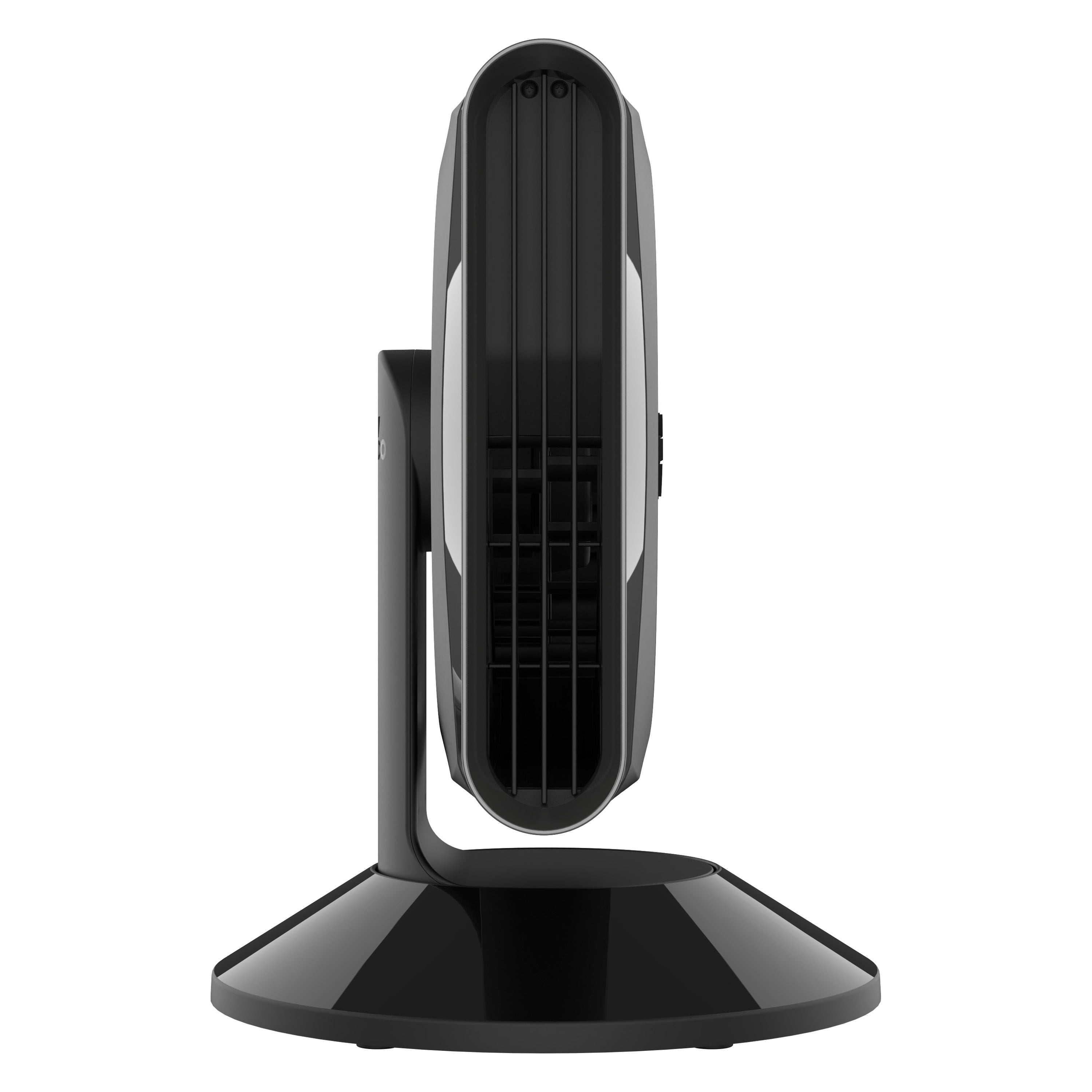 Black desk fan on a white background