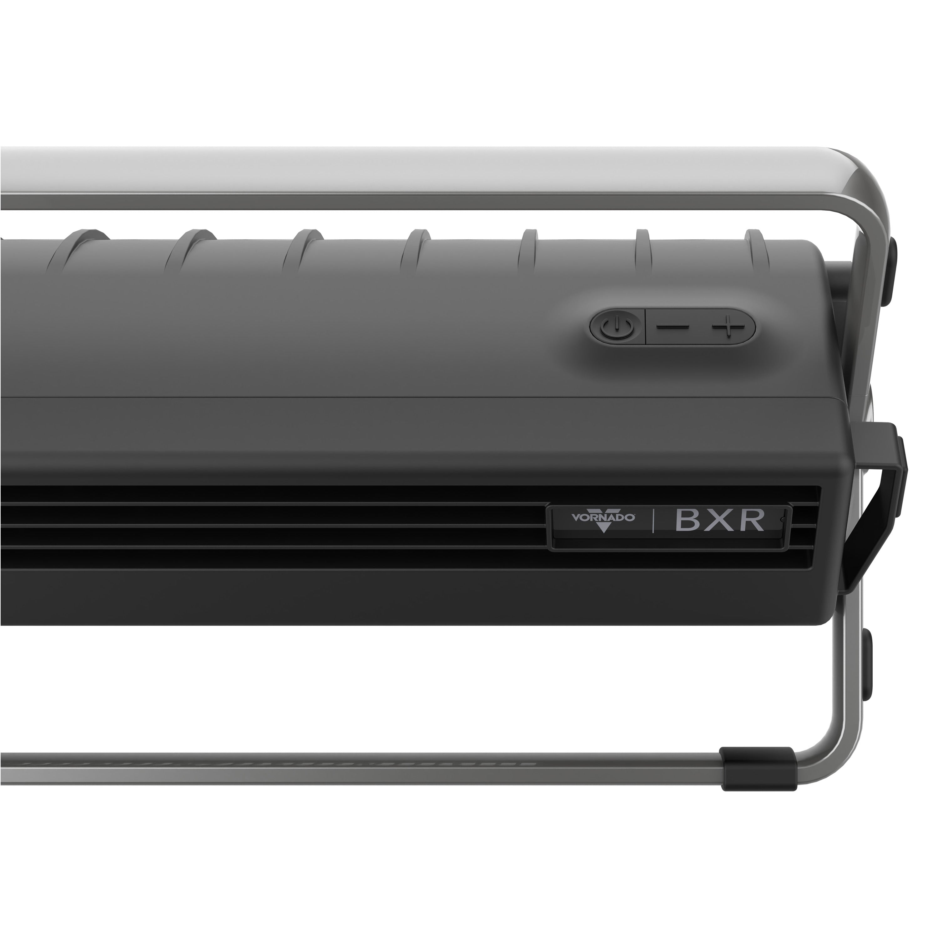 To of black air circulator on white background