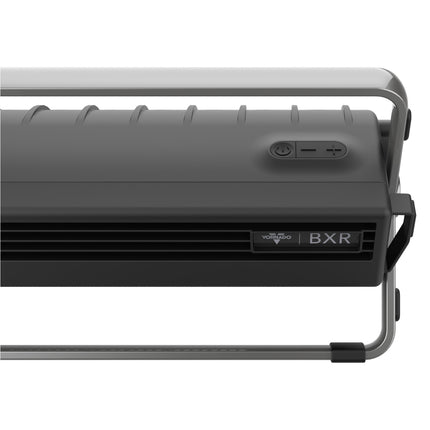 To of black air circulator on white background