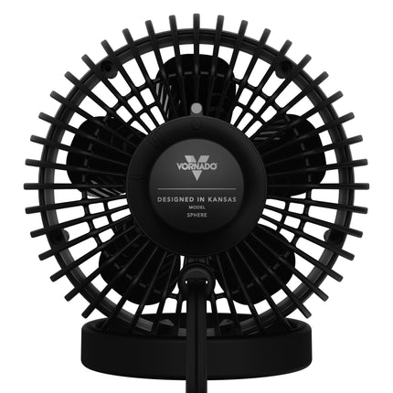 Black Vornado fan on a white background