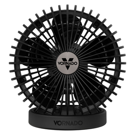 Black Vornado fan on a white background