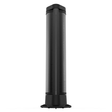 Black tower fan on a white background