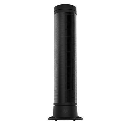 Black tower fan on a white background
