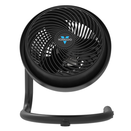 Black Vornado fan on a white background