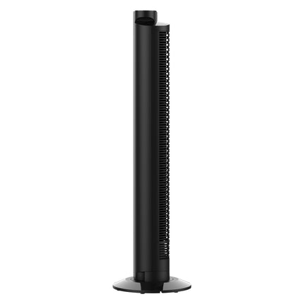 Black tower fan on a white background