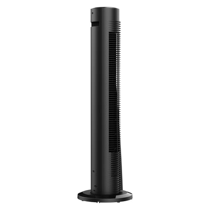Black tower fan on a white background