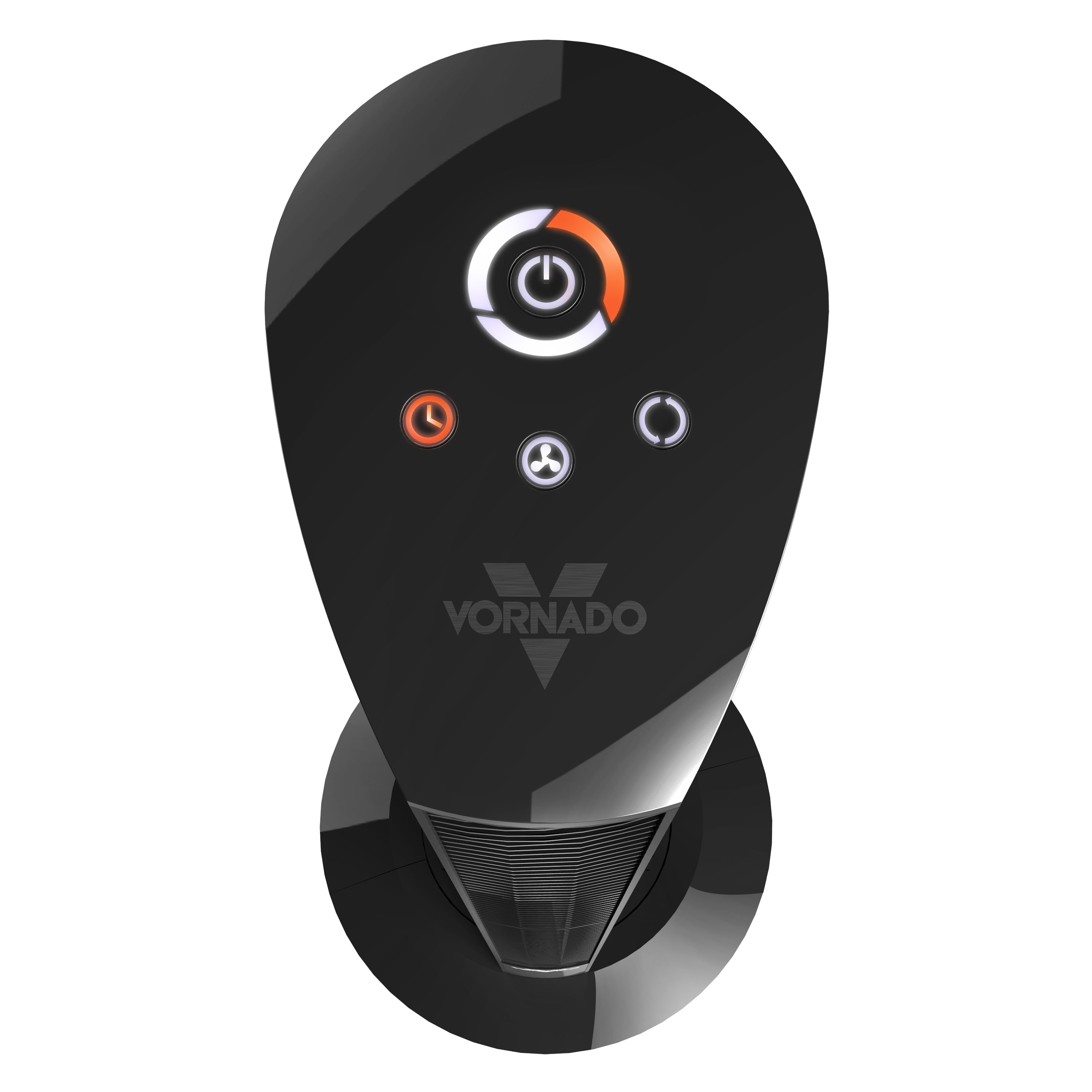 Black Vornado device with control buttons on a white background