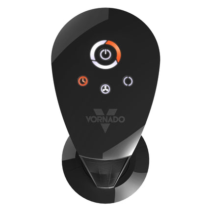 Black Vornado device with control buttons on a white background