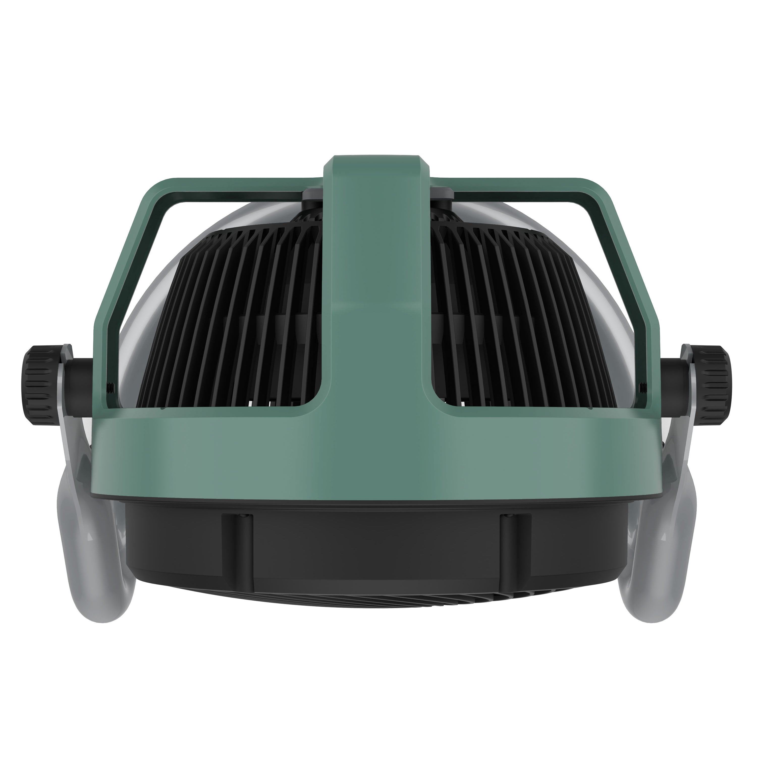 Green and black fan on a white background