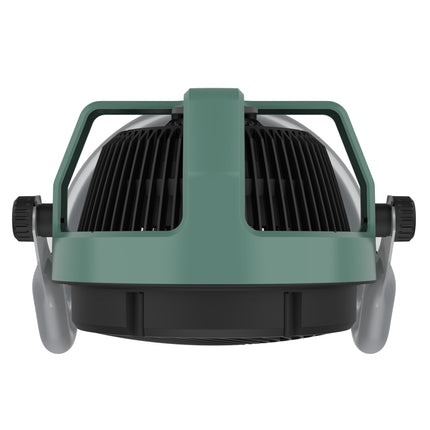 Green and black fan on a white background