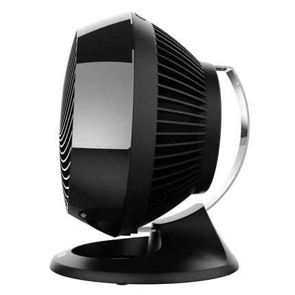 Black and silver fan on a white background