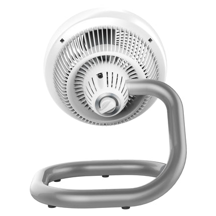 Gray and white table fan on a white background