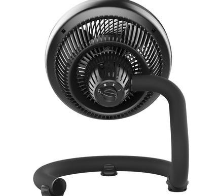 Black table fan on a white background