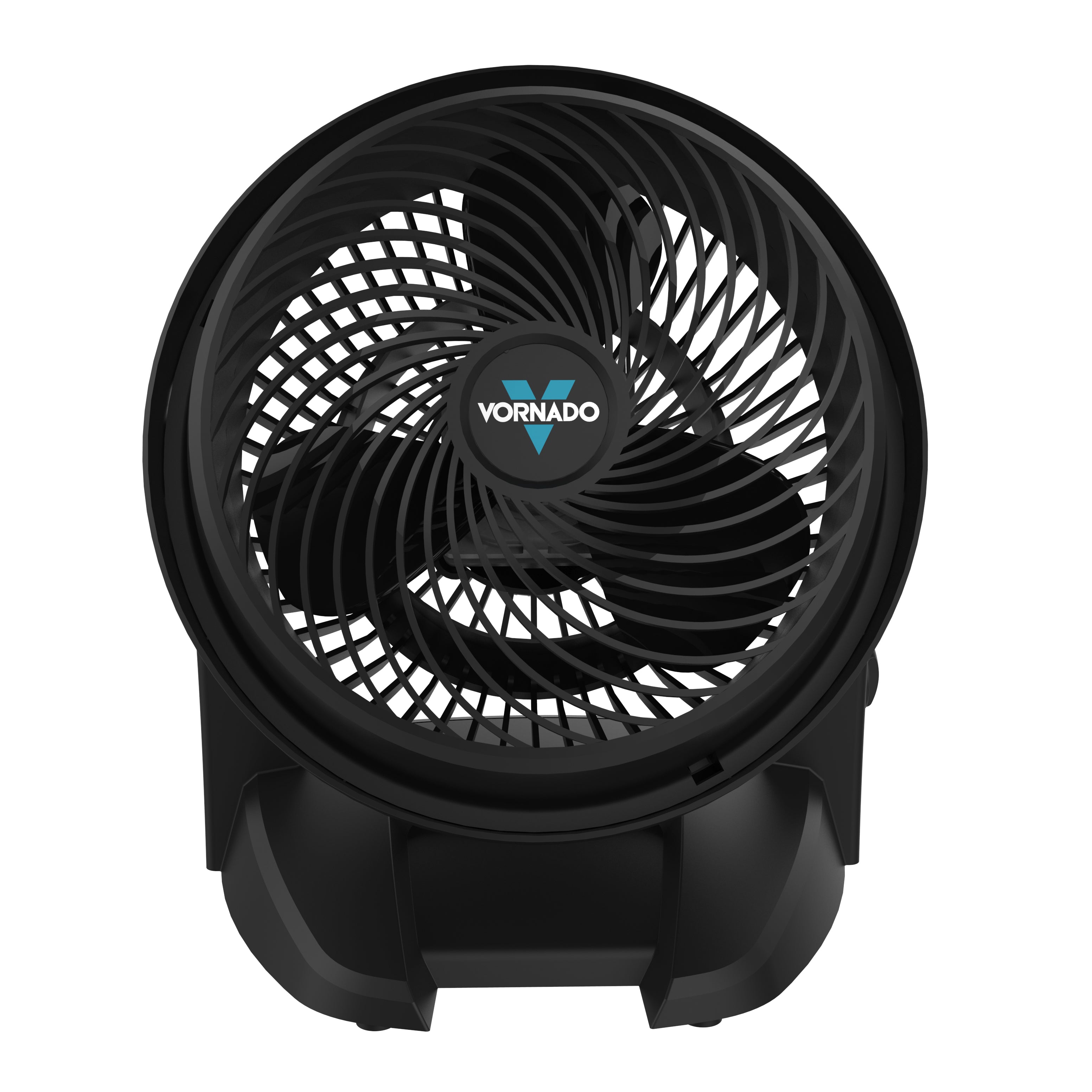 Black Vornado fan on a white background