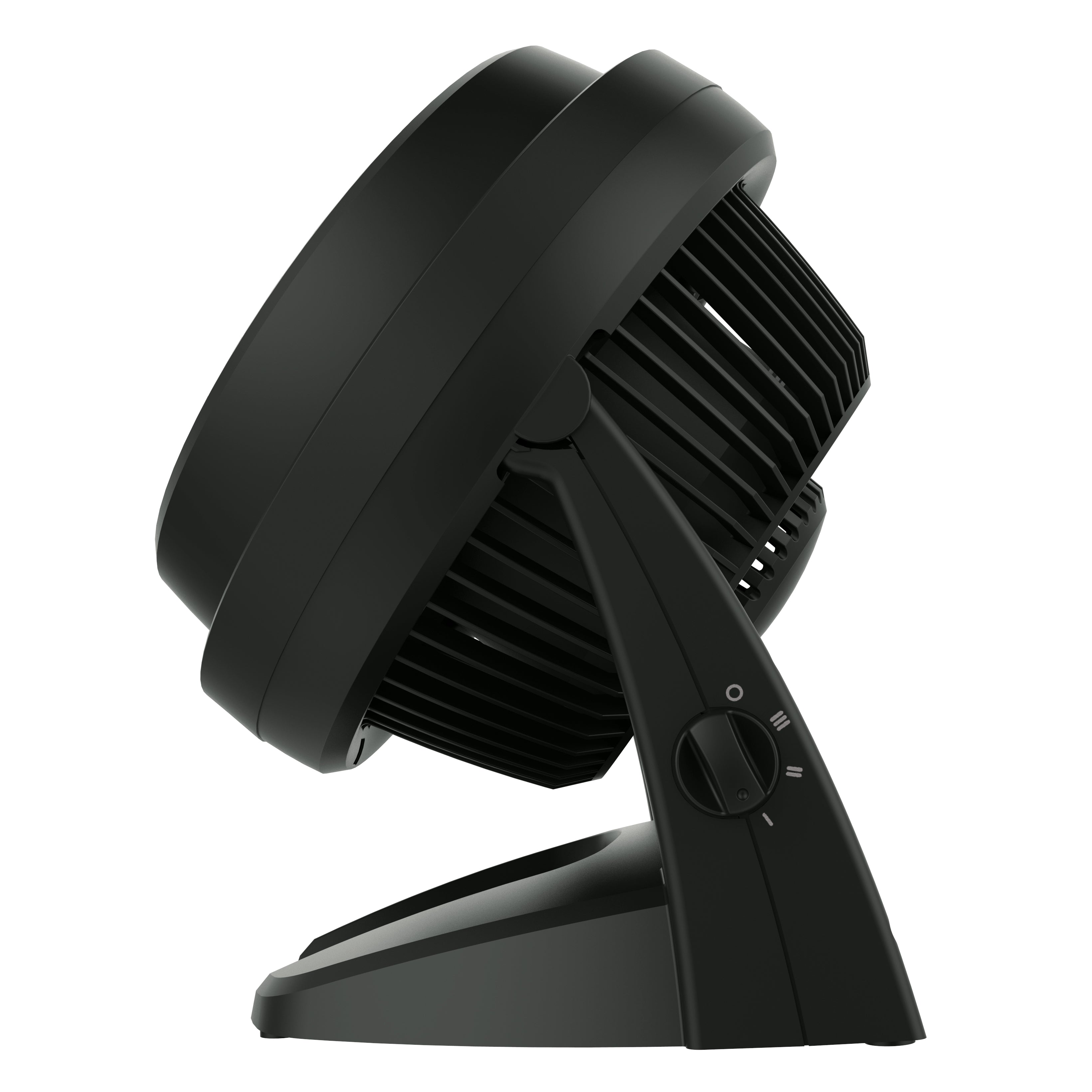 Black portable fan on a white background