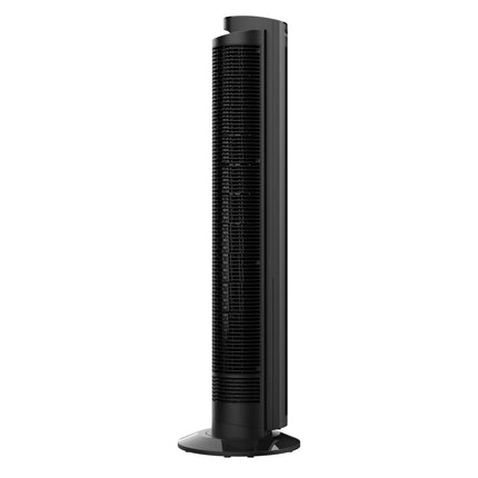 Black tower fan on a white background