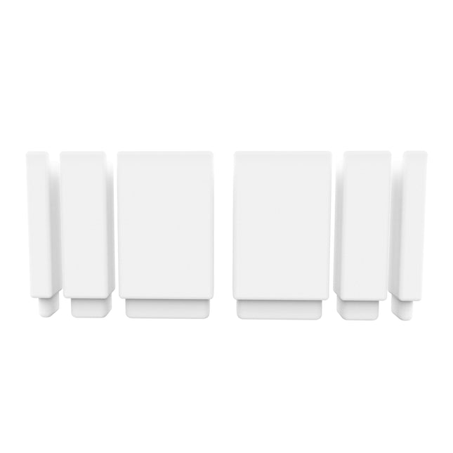 Set of six white rectangular objects on a white background