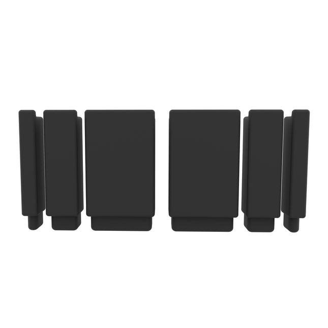 Set of black rectangular objects on a white background