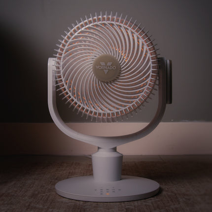 White Vornado fan on a dark background