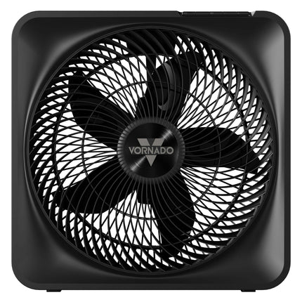 Black Vornado fan on a white background