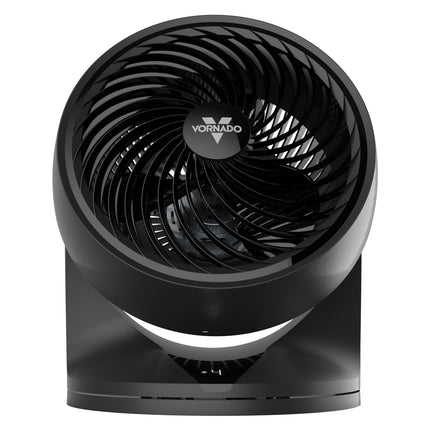Black Vornado fan on a white background