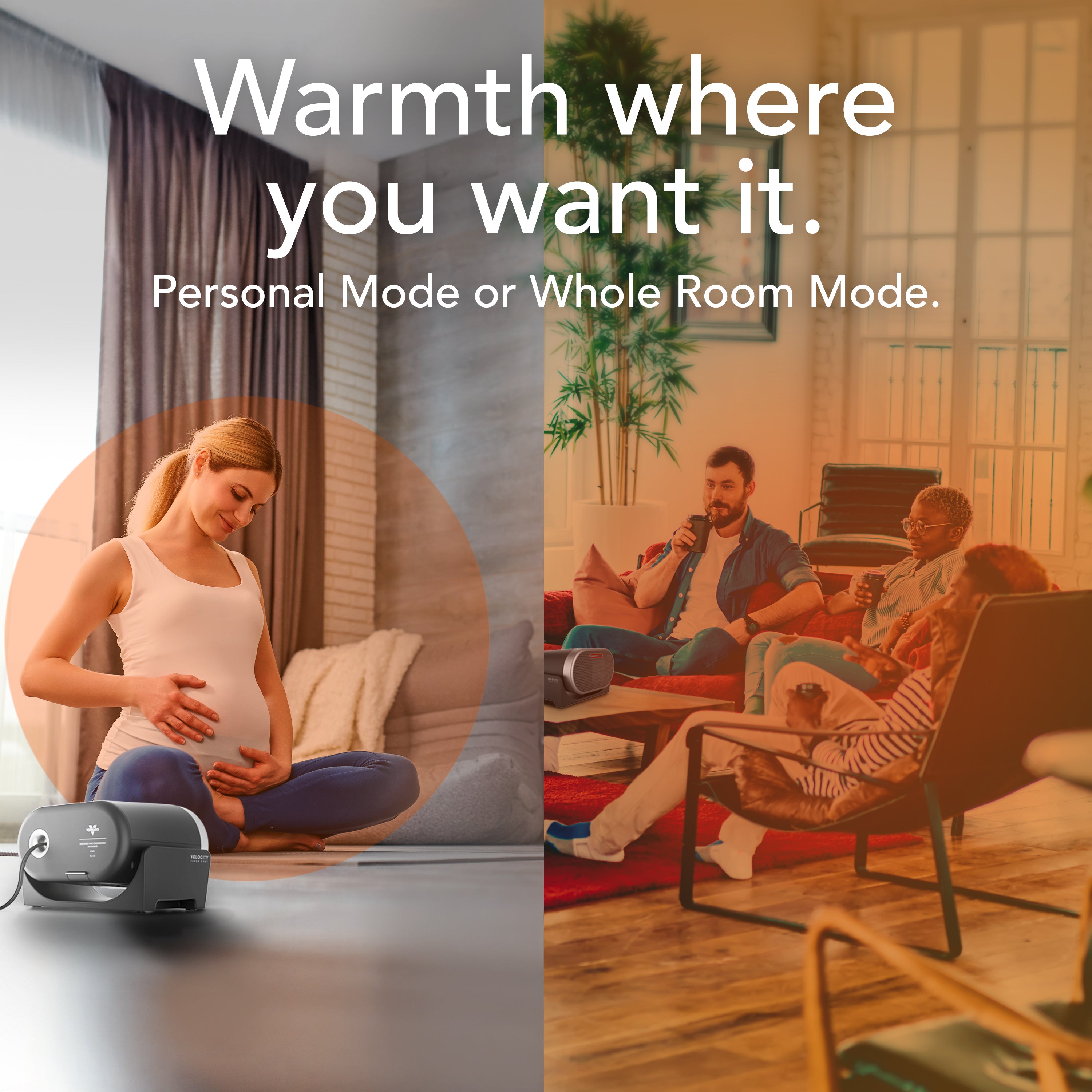 Vornado ceramic heater showing the personal and whole room capabilities.